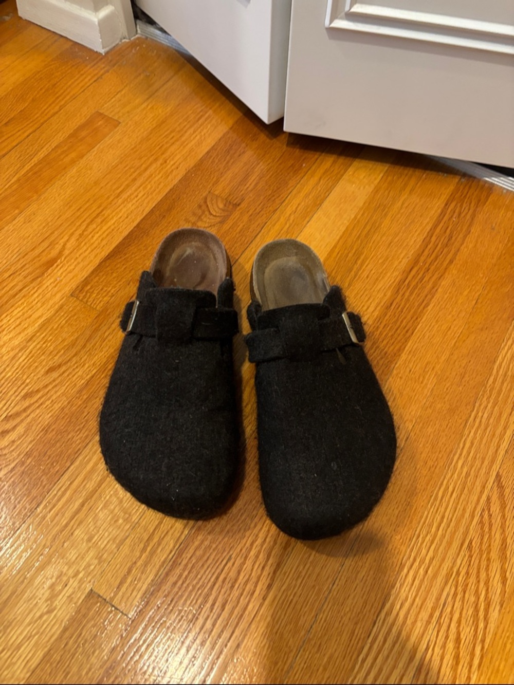 Black Wool Clog Mules